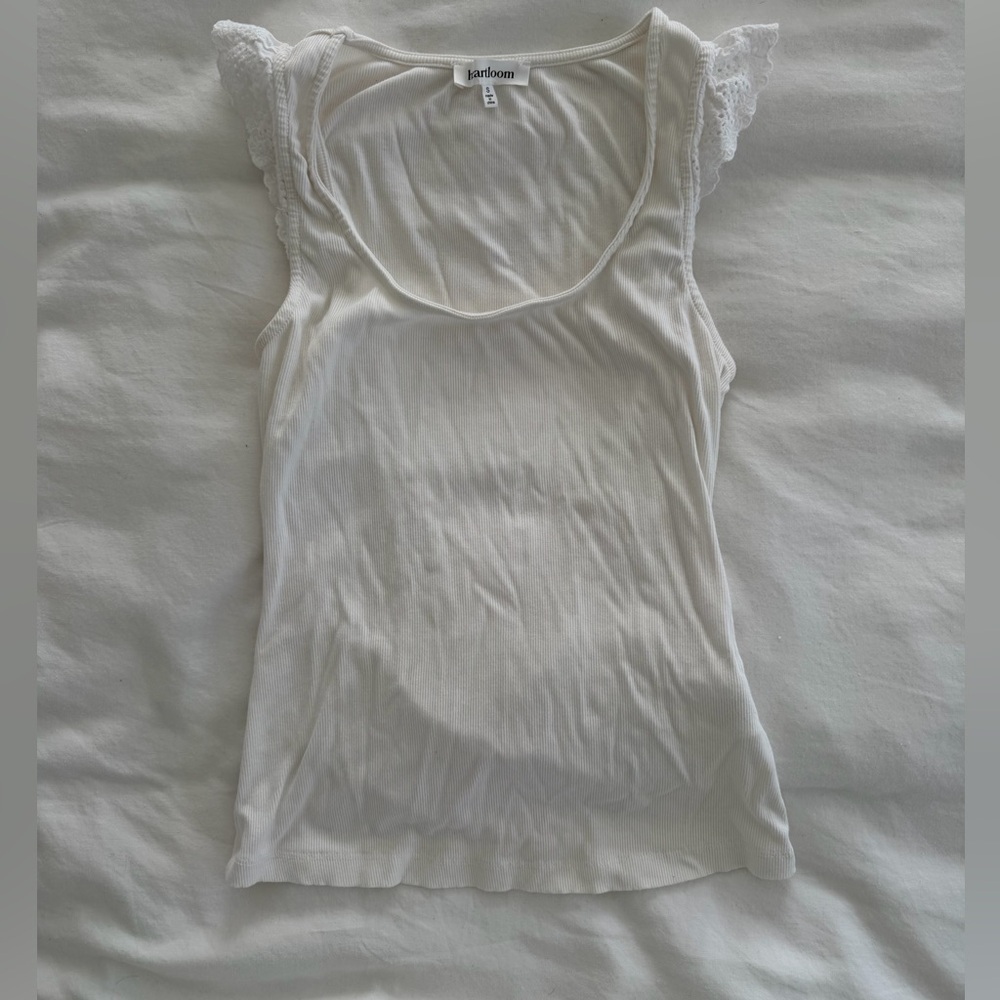 Cream Lace Accent Tank Top